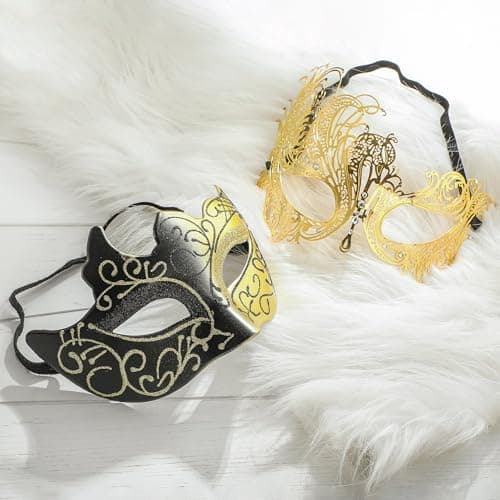 YU FENG Venetian Masquerade Mask for Women, Couples & Besties Prom, Balls, Mardi Gras, Halloween & Parties Costume Mask