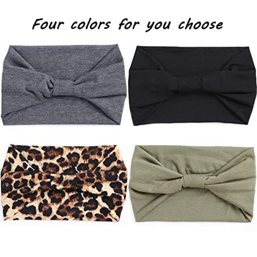 XTREND 4 Packs Wide Elastic Knotted Headbands Bohemian Style+='