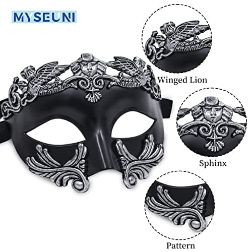 MYSEUNI Roman Greek Mask for Men - Venetian Half Face Mask