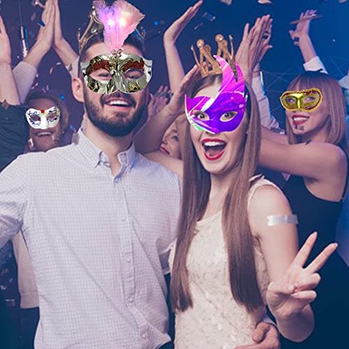 CSPRING 12PCS Cute Paper Face Paintable White Mask for Mardi Gras Cosplay