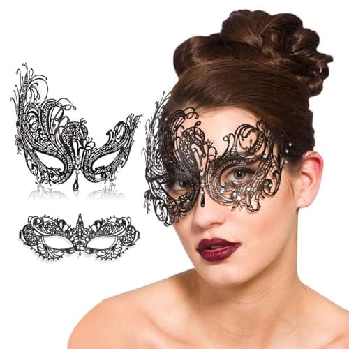 MYMENU Couples Masquerade Mask Women Metal Rhinestone Venetian Party