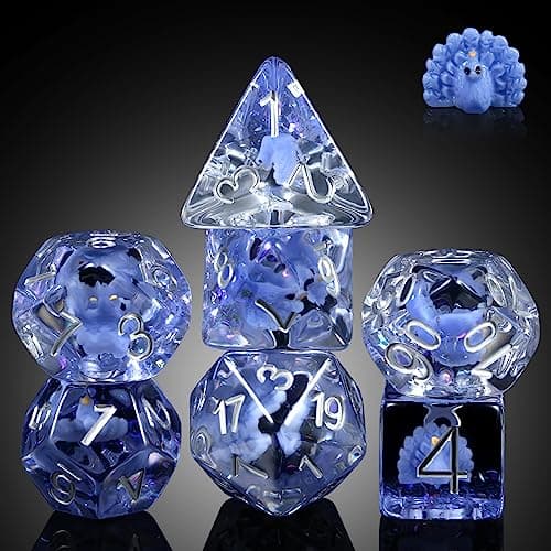 Enchanting Cat D&D 7PC Resin Dice Set with Bag