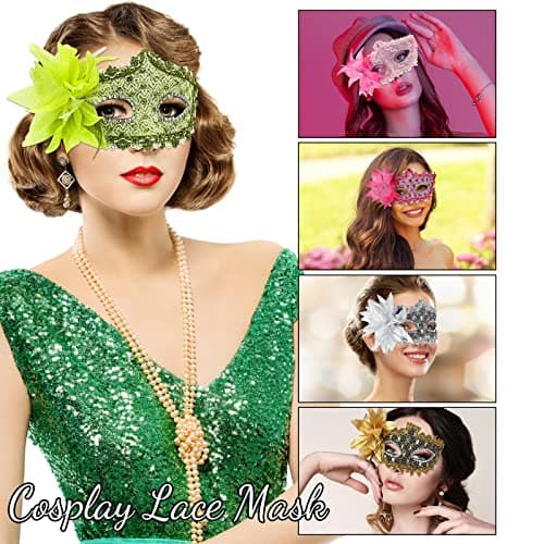 Chivao 12-Piece Venice Mask Set for Mardi Gras Carnival Party
