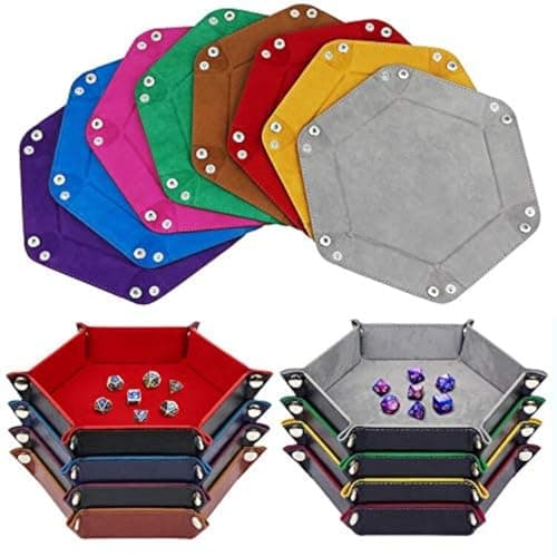 K.T. Fancy 8-Piece Folding D&D Dice Tray withPU Leather & Velvet Storage Box