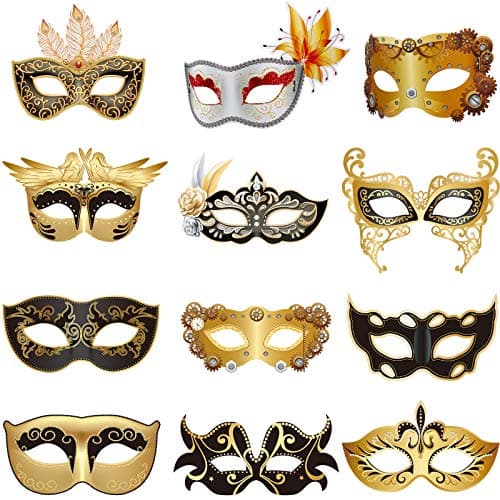 Sumind 12 Piece Mardi Gras Venetian Mask Bulk Carnivale Party Supplies