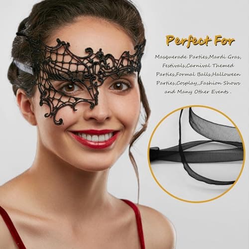 Cosmer Masquerade Mask Lace Mask for Venetian Party Costume Halloween Carnival