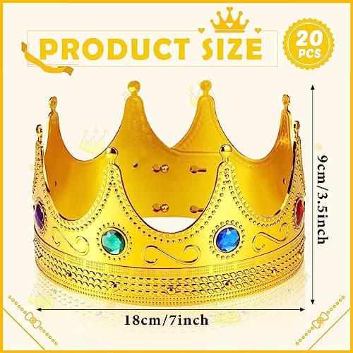 Hanaive Gold Royal Crowns for King Queen Prince Princess Costumes Cosplay Party