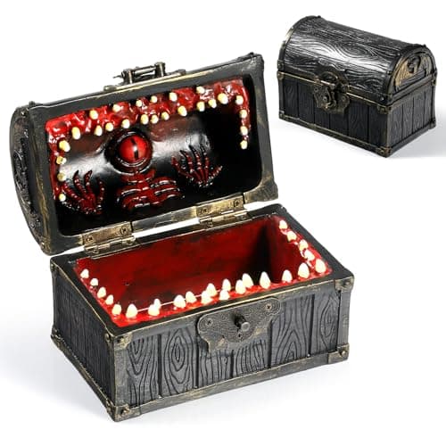 Large DNDND Mimic Chest Dice Storage Box for 6 Sets of Polyhedral Dice - Great Gift for D&D Players and DM Masters
