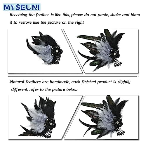 MYSEUNI Silver Masquerade Mask for Couples, Feathers & Venetian Half Mask