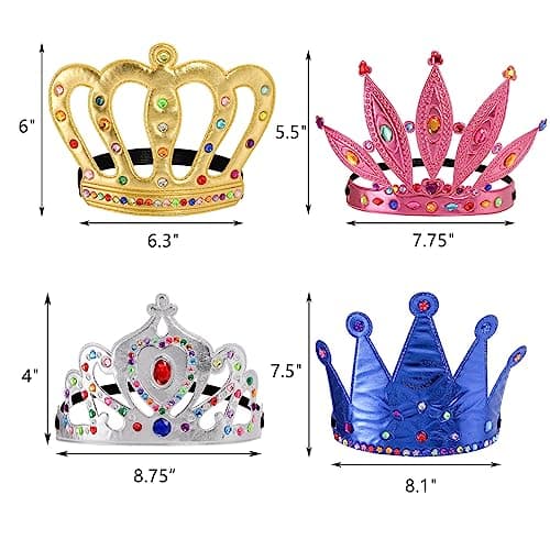 Frcctre 24-Piece Foam Crown Set: DIY Princess Tiaras & Crowns with Crystal Stickers, Perfect Party Favor Supplies