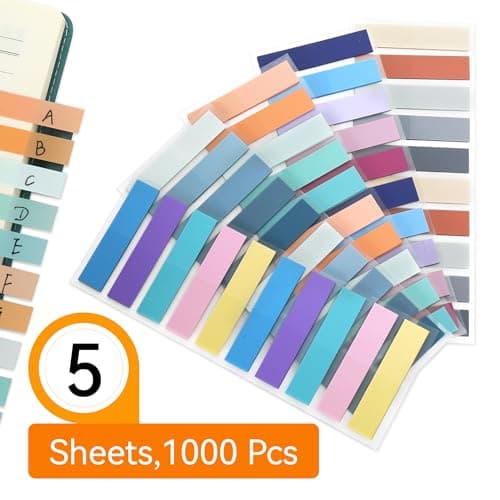 Multicolored Writable Translucent Tabs for Books & Notebooks (1000 Pcs)