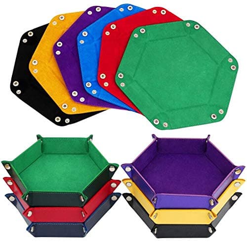K.T. Fancy 6-Piece Folding Metal Dice Tray with PU Leather & Velvet Storage