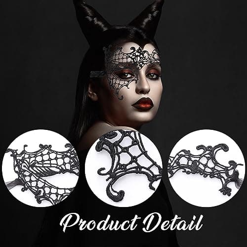Bounzhi Women's Venetian Lace Masquerade Mask for Party and Halloween Ball Costume