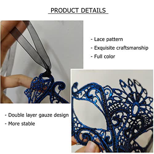CNYMANY Lace Masks for Couple's Ball Party Masquerade - Black, Gold, Silver, Blue