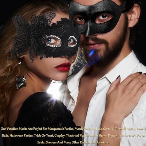 Masquerade Mask for Couple Halloween Costume Party Prom