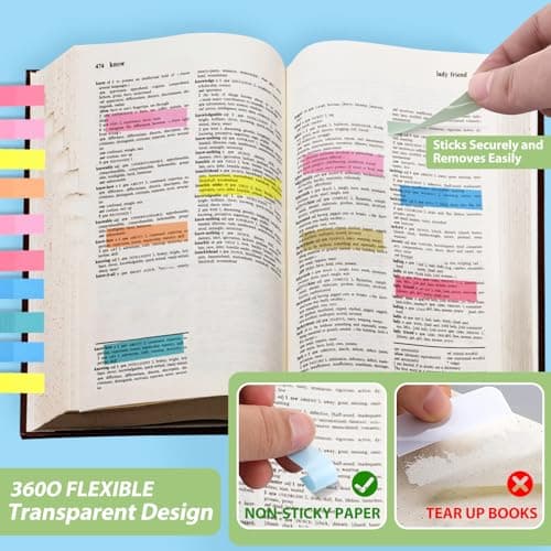 Lysas 1200pcs Morandi Sticky Note Tabs, Colored Translucent Writable Book Flags Tabs