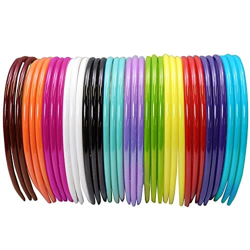 36 Piece Thin Colorful Plastic Headbands for Women