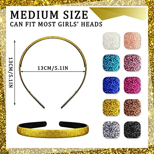 Blulu Bright Colors Glitter Headbands for Girls & Toddlers Party Accessories