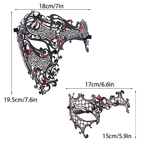 Thmyo Couples Masquerade Mask - Phantom of the Opera Laser Cut Metal