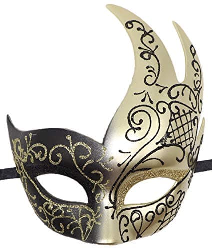 Coolwife Men's Vintage Venetian Checkered Masquerade Mask for Musical Party