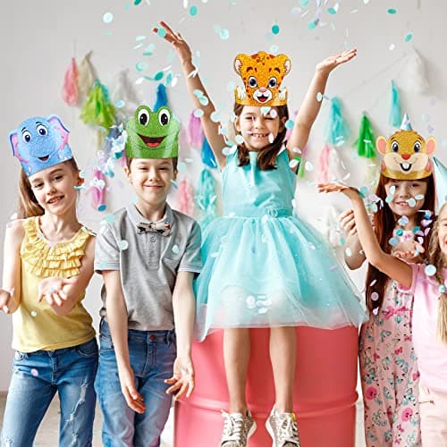 Tinlade 48pcs Jungle Safari Animal Headbands Sea Animals Birthday Hats
