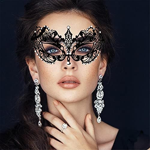 Vtrem Black Mardi Gras Masquerade Mask Set for Couples
