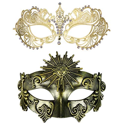 Thmyo Venetian Couple's Crown Masquerade Mask Mardi Gras Prom Costume