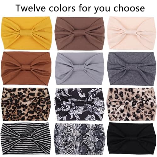 XTREND 4 Packs Wide Elastic Knotted Headbands Bohemian Style+='
