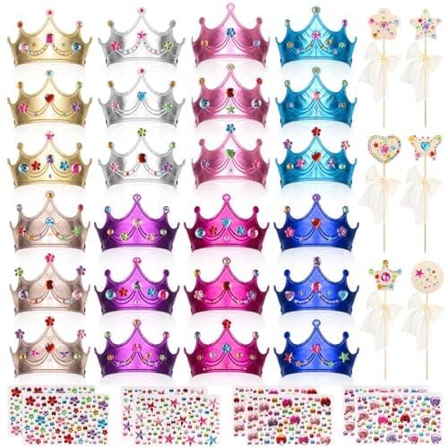 Hoedia 24+37Pcs Foam Crowns & Tiaras for Kids Birthday Party Favors