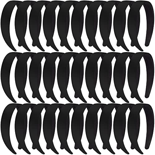 SIQUK White 1 Inch Hard Satin Headbands for Women for DIY Hair Accessories
