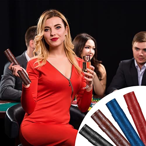 Sadnyy 4 Pc Dice Mat with Zipper PU Leather Roll Bag, Black Red Blue Brown