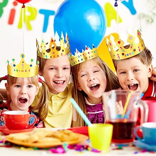 63pcs Gold Gem Princess & Prince Crowns for Kids & Adults Birthday Party Decor & DIY Favor Supplies