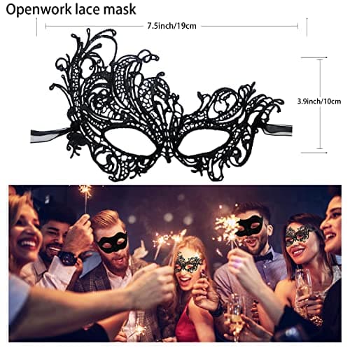 IncreDecor Couple Lace Masquerade Mask Set, Perfect for Halloween & Mardi Gras Costumes