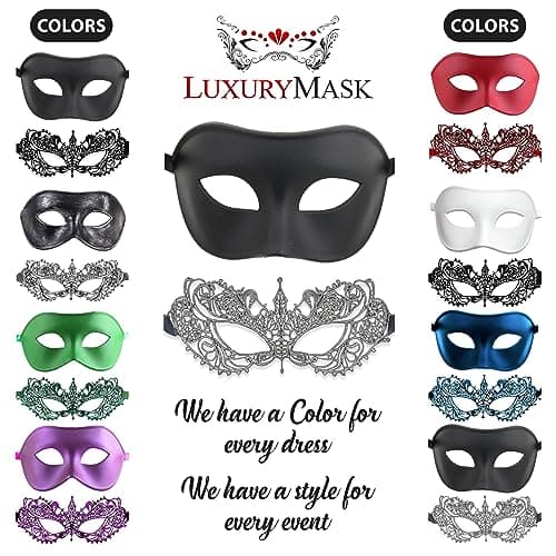 Matching Luxury Mask Set - Men & Women's Sexy Masquerade Mask for Parties