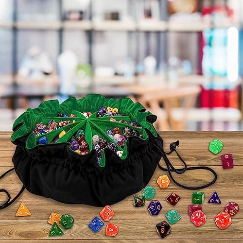 SIQUK Large Dice Bag with Pockets for RPG MTG Table Games