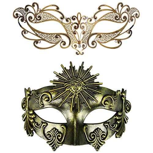 Thmyo Venetian Couple's Crown Masquerade Mask Mardi Gras Prom Costume