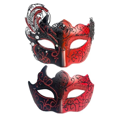 Yimianshou Venetian Masquerade Mask Couple Set for Mardi Gras Ball