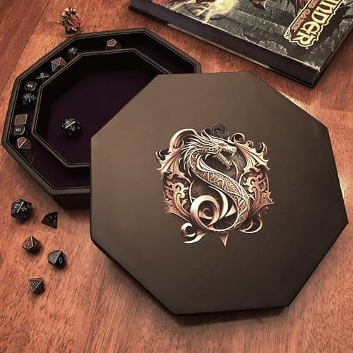 Dragon Seal Royal Purple Felt RPG Dice Tray with Storage Lid