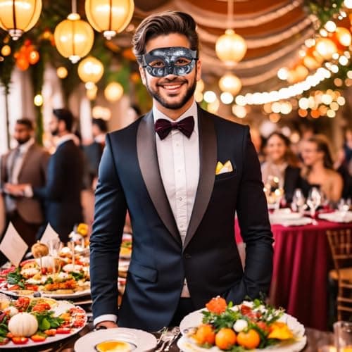 IETANG Gorgeous Venetian Masquerade Masks for Couples Party Costumes Accessory
