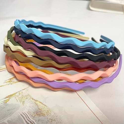 Springtime 12pcs Thin Colorful Plastic Headbands for Girls, Women, and Teens