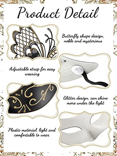 Civaner 2-Pc Couples Butterfly Rhinestone Mask for Halloween Party