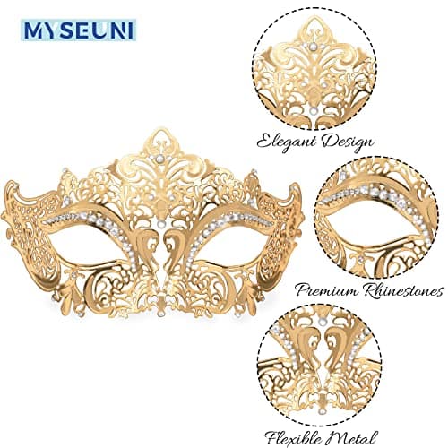 MYSEUNI Roman Greek Man & Venetian Women Masquerade Mask for Couples Mardi Gras