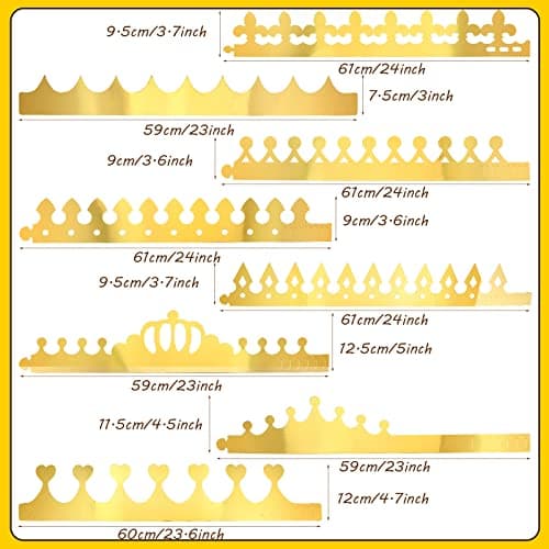 63pcs Gold Gem Princess & Prince Crowns for Kids & Adults Birthday Party Decor & DIY Favor Supplies