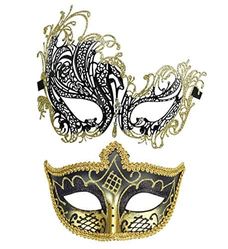 Thmyo 2 Pack Masquerade Mask for Venetian Carnival and Mardi Gras Ball