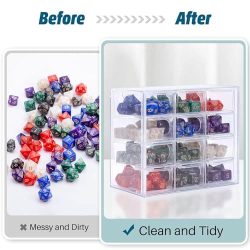 Dice Storage Case with 12 Slots and 4 Drawers for up to 150 Dice, Great for Dice Collectors or RPG D&D Games