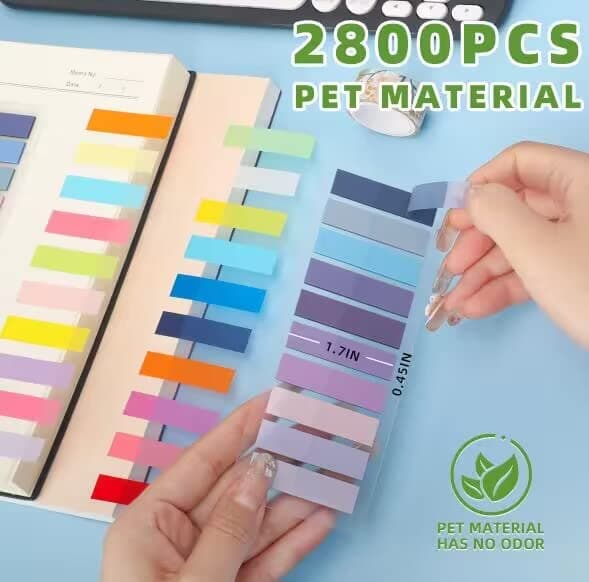 Writable Morandi Translucent Book Markers & Annotation Tabs, 2800-Pcs Strip