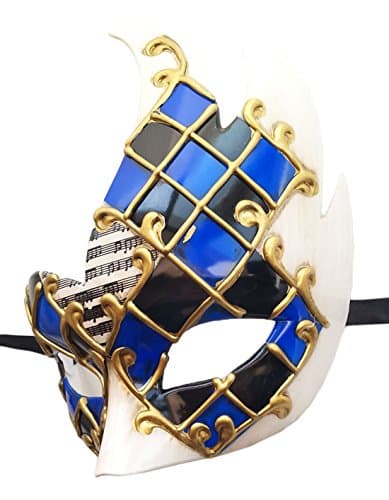 Coolwife Men's Vintage Venetian Checkered Masquerade Mask for Musical Party