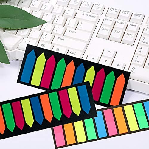Neon Colored 3000 Piece Index Tabs, Fluorescent Stickers for Books (12 Sets, 2 Designs)