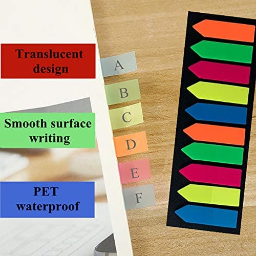 Neon Colored 3000 Piece Index Tabs, Fluorescent Stickers for Books (12 Sets, 2 Designs)