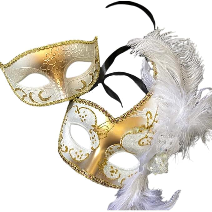 MasqStudio Couples Black Gold Masquerade Mask Pair